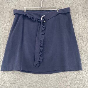 Eloquii Skirt Womens 18 Plus Navy Twill A Line Above The Knee Sash Belted Casual